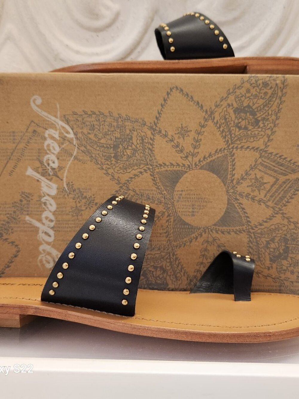 Free People Black Leather Studded "Amelie" Sandals. NIB. Size 9.5
